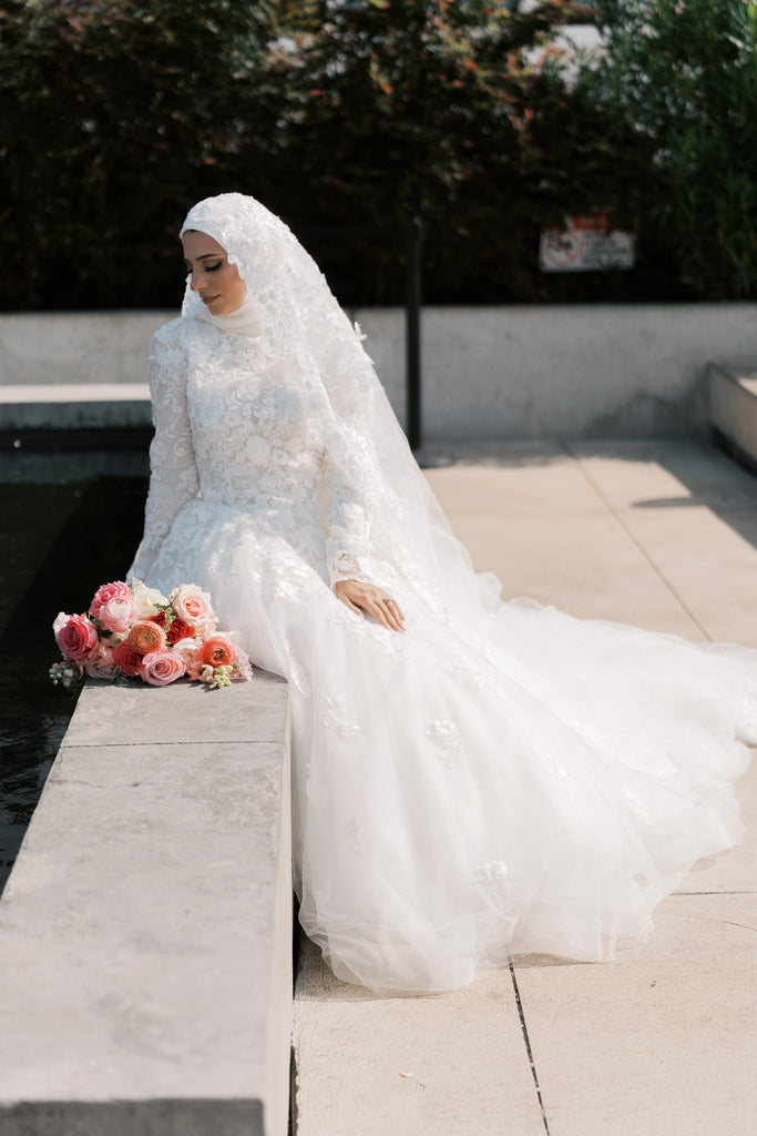 Cascade Lace Veil Hijab Couture Bridal Cascade Lace Veil Hijab Couture Bridal