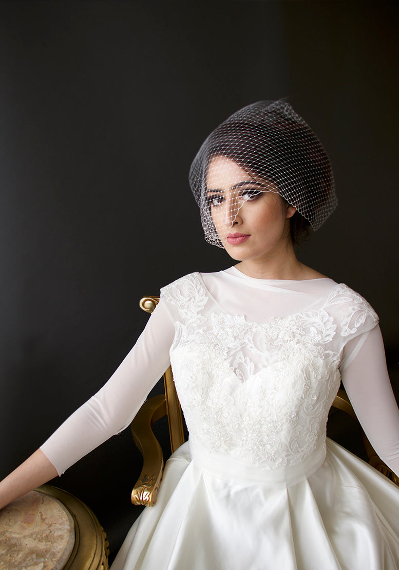 Floret Halo Birdcage Veil Hijab Couture Bridal Floret Halo Birdcage Veil Hijab Couture Bridal